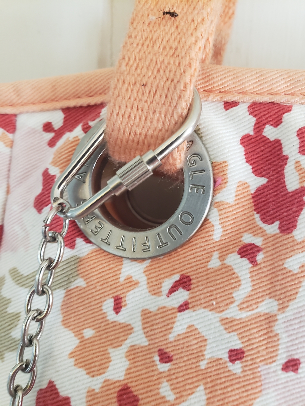 Floral Canvas Tote Bag in Coral and Peach - Picture 3 of 8
